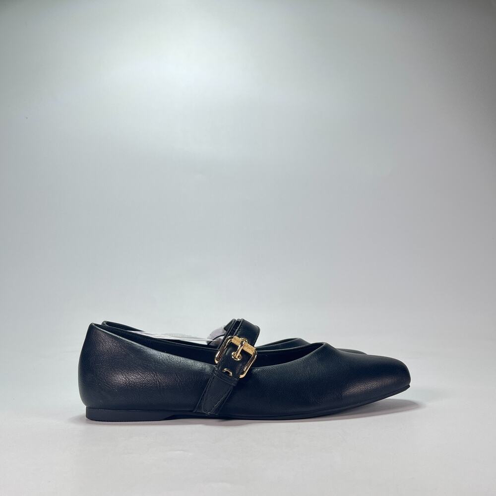 DV Dolce Vita Mulaney Black Smooth Buckle Mary Jane Flat Shoes Women's Size 8